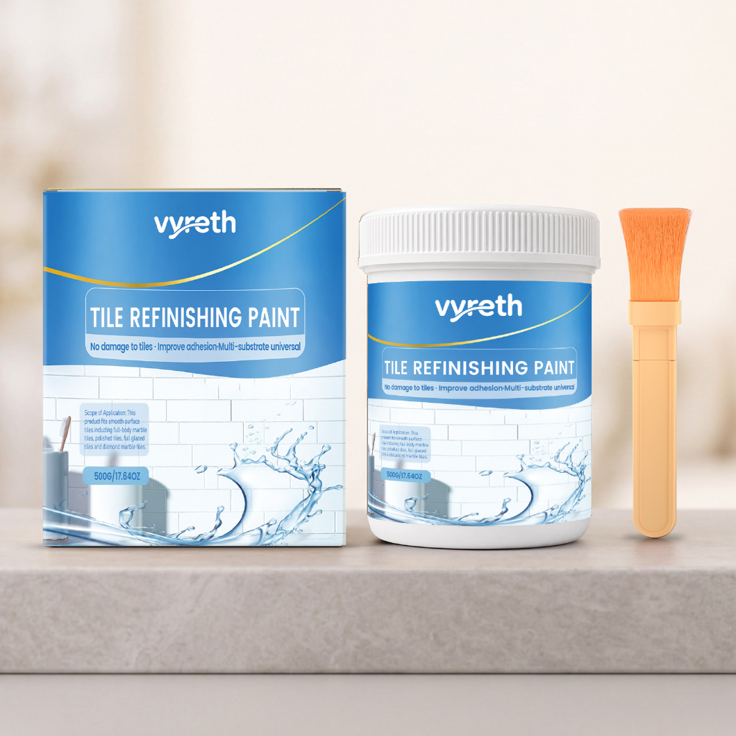 Vyreth Tile Paint, Tub and Tile Refinishing Kit with Tools, Water Based & Low Odor Bathtub Paint Tile Colorant, Easy to Use for Bathroom Kitchen, Semi-Gloss Dark Grey, White, Black, 100g, 300g, 500g