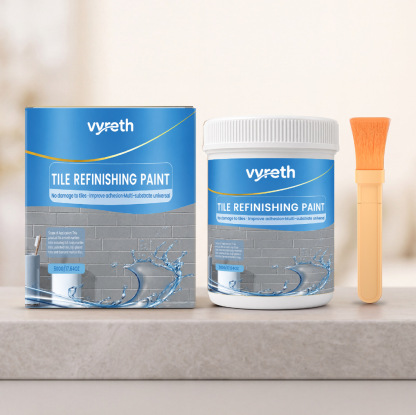 Vyreth Tile Paint, Tub and Tile Refinishing Kit with Tools, Water Based & Low Odor Bathtub Paint Tile Colorant, Easy to Use for Bathroom Kitchen, Semi-Gloss Dark Grey, White, Black, 100g, 300g, 500g