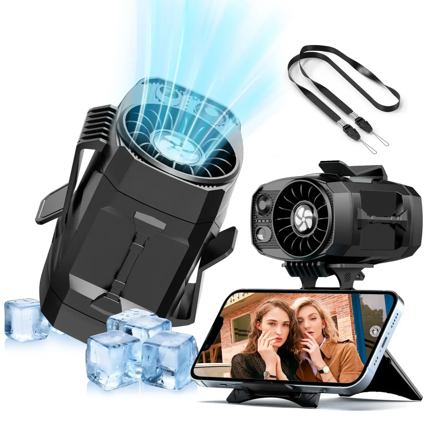 【Lentorgi】Portable Fan,Clip Fan Rechargeable With stand,4 Speeds Strong Airflow Small Fan Waist,Weight reduction design,for Travel Camping Outdoor Jobsite,Camping Essentials-Black and Gray