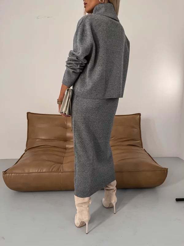 💥Midi Dress and Turtle Neck Sweater Set