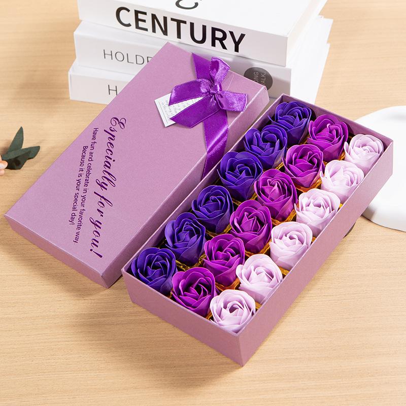 Artificial Rose Soap Flower Gift Box, 1 Box Colorful Romantic Aesthetic Rose Soap Flower Bouquet, Birthday Gift for Girlfriend, Wedding, Party, Anniversary, Body Care