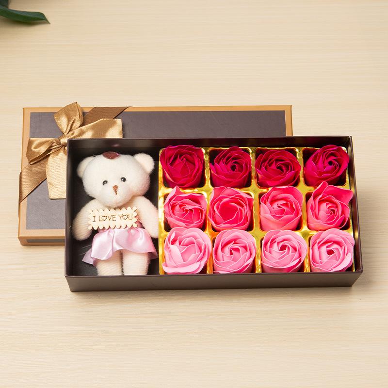 Artificial Rose Soap Flower Gift Box, 1 Box Colorful Romantic Aesthetic Rose Soap Flower Bouquet, Birthday Gift for Girlfriend, Wedding, Party, Anniversary, Body Care