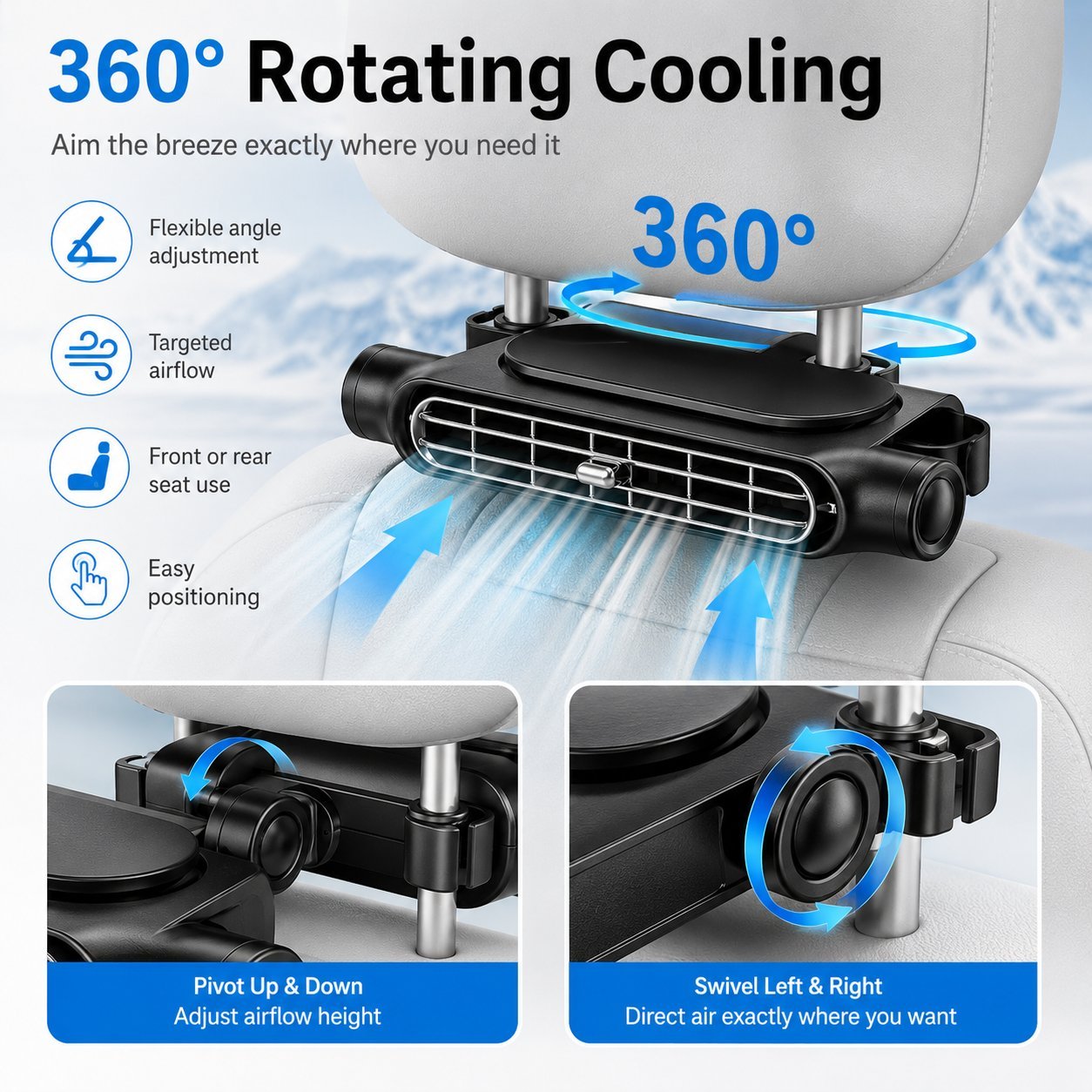 🔥Summer Hot Sale 49% OFF🚗❄️2026 Bladeless Car Seat Fan with LED Display & 360° Rotation