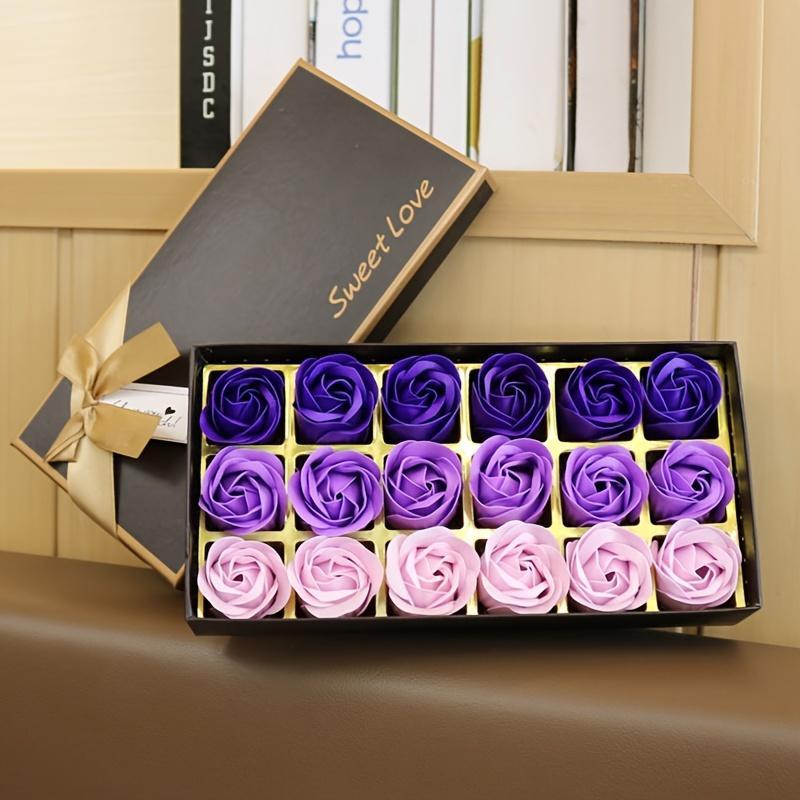 Artificial Rose Soap Flower Gift Box, 1 Box Colorful Romantic Aesthetic Rose Soap Flower Bouquet, Birthday Gift for Girlfriend, Wedding, Party, Anniversary, Body Care