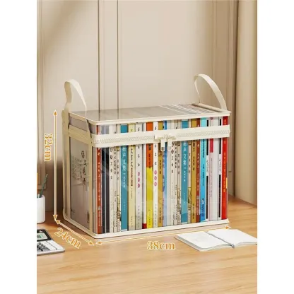 Book storage box Classroom household old book sorting artifact Student desktop dustproof transparent foldable bookcase bag