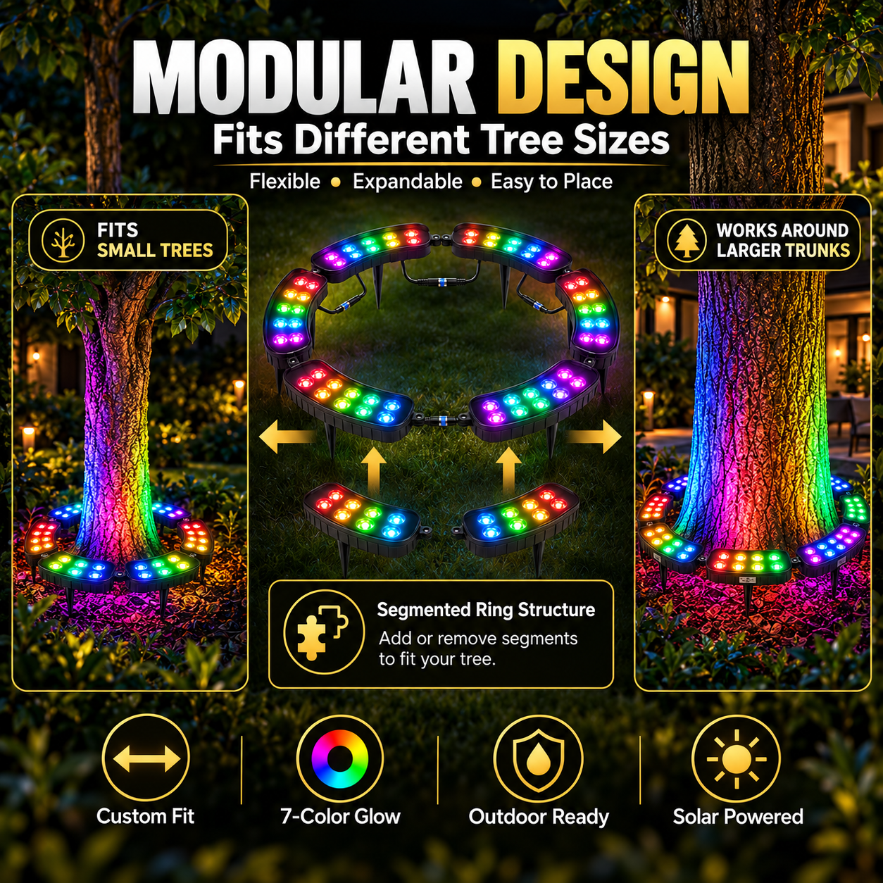 Modular RGB tree ring light design