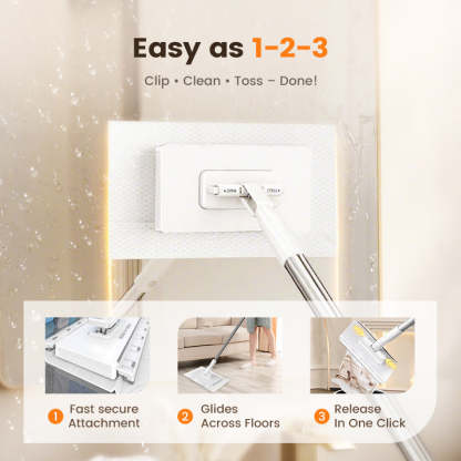 Disposable Dust Mop with 4 Reusable Cloths