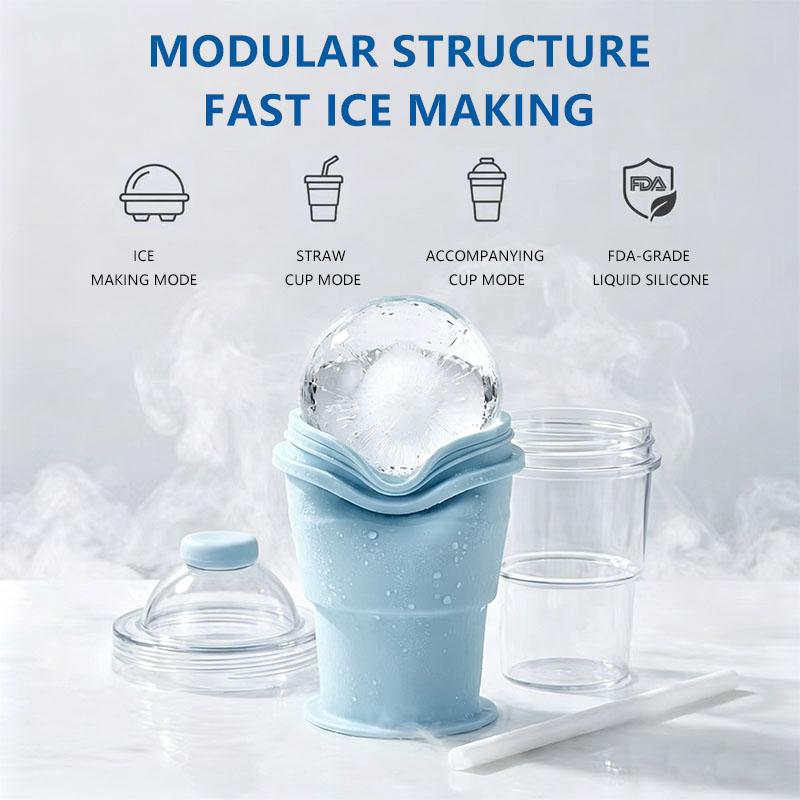 Folding ice hockey cup, silicone cup, summer ice hockey folding water cup, creative silicone ice cube mold, large spherical homemade whiskey freezer. Reusable Coffee