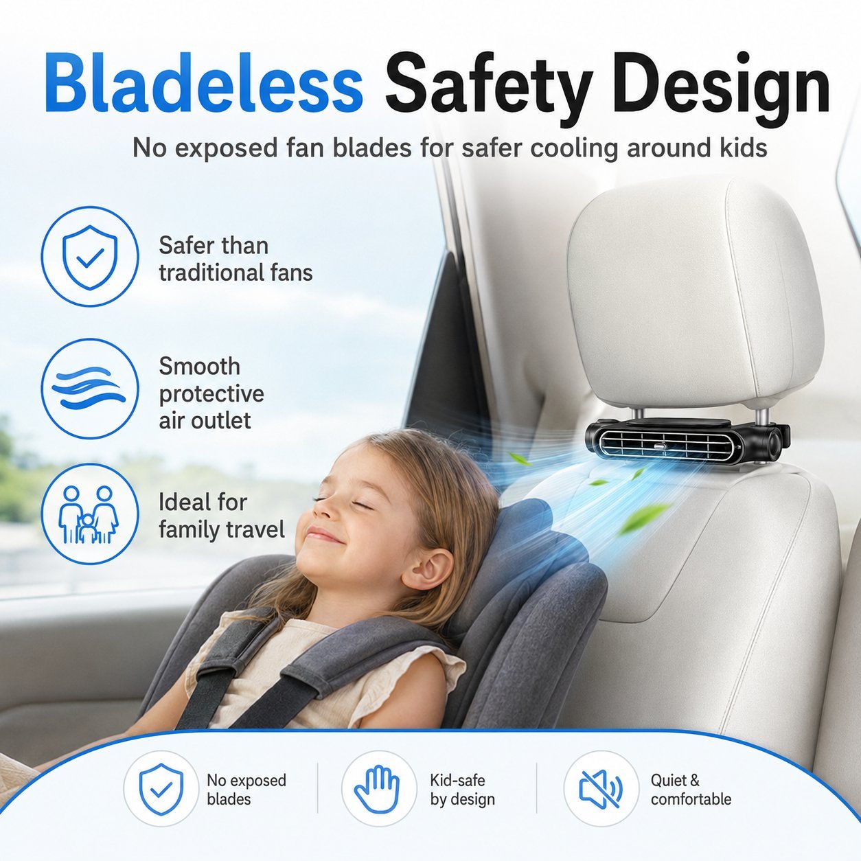 🔥Summer Hot Sale 49% OFF🚗❄️2026 Bladeless Car Seat Fan with LED Display & 360° Rotation