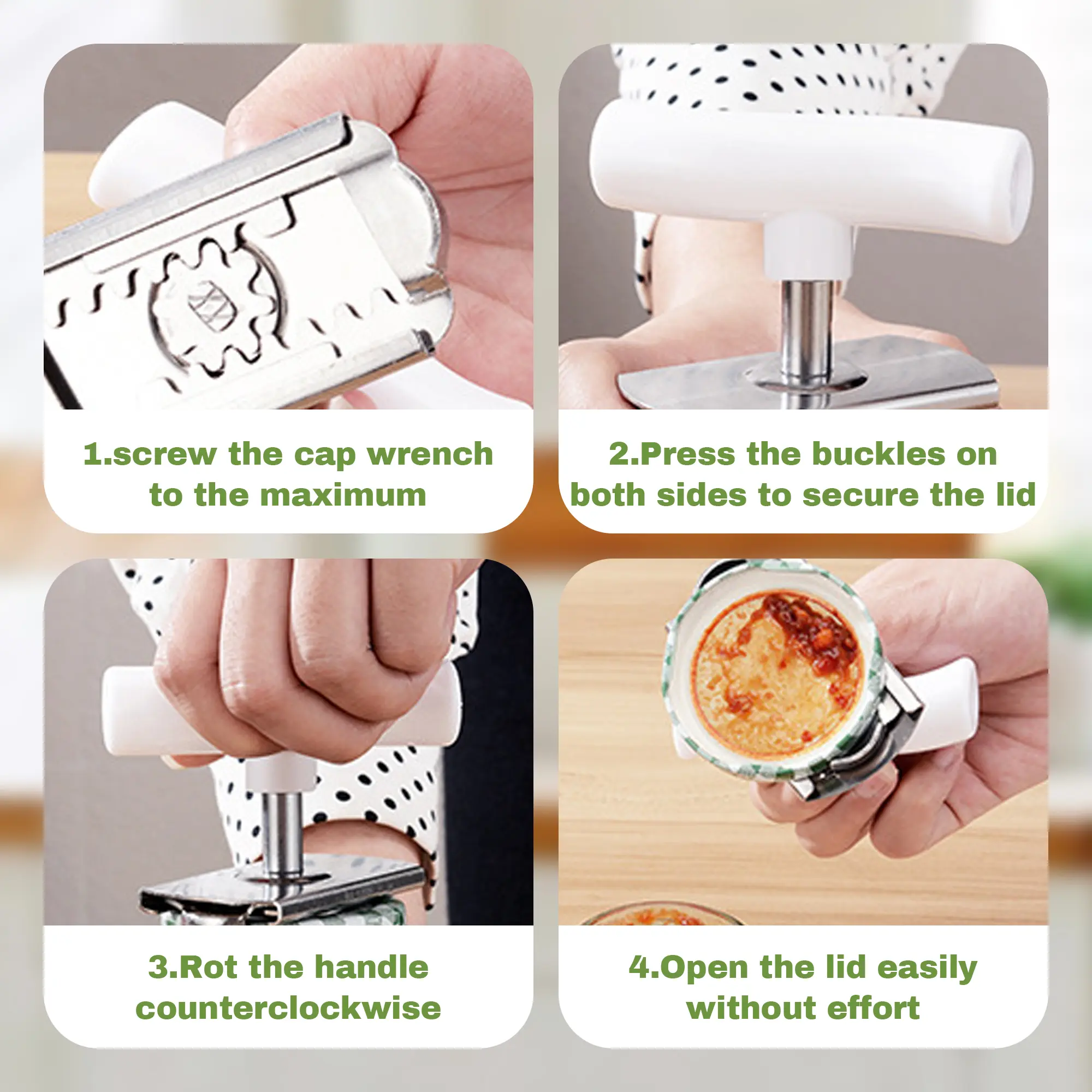 2 Counts Stainless Steel Jar Openers for Easy Opening, White+Green Kitchen Gadget - Effortless Opening for Mason Jars & Pasta Sauce Cans