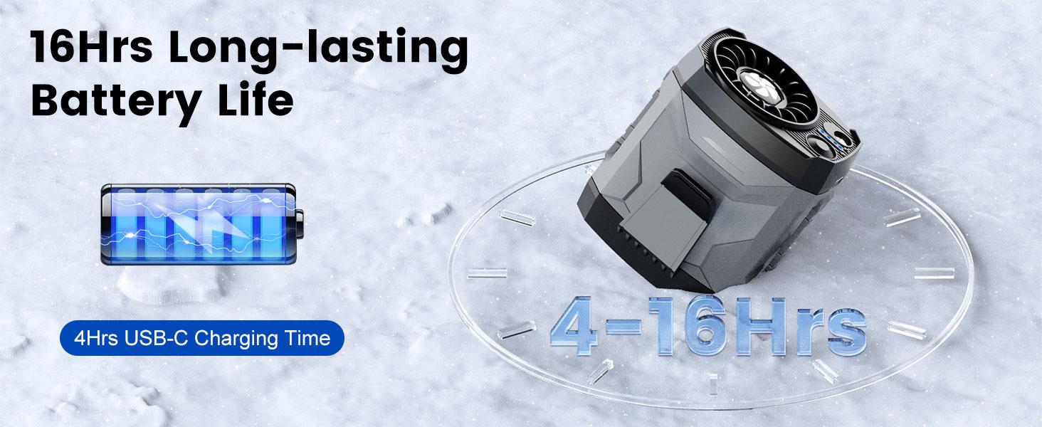 【Lentorgi】Portable Fan,Clip Fan Rechargeable With stand,4 Speeds Strong Airflow Small Fan Waist,Weight reduction design,for Travel Camping Outdoor Jobsite,Camping Essentials-Black and Gray
