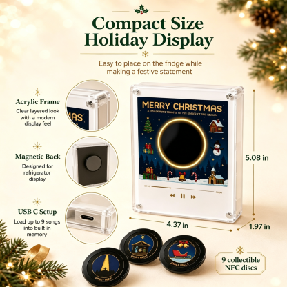 Custom Christmas Mini Vinyl Player with 9 Exchangeable Discs - Vintage Holiday Music Box & Perfect Christmas Gift for Music Lovers