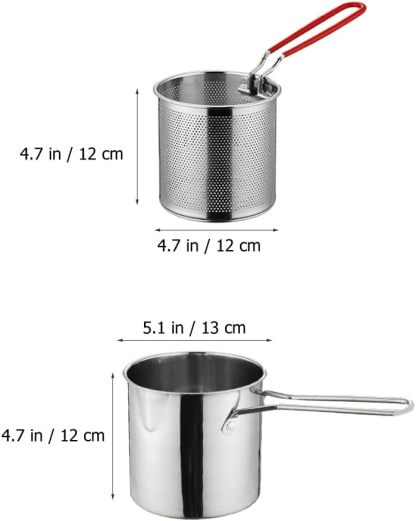 1 Set Stainless Steel Fryer Deep Fryer Basket Fish Frying Pan Fish Fryer Pot Fryer Pot and Basket Turkey Fryer Deep Frying Japanese Splitter 304 Stainless Steel Outdoor