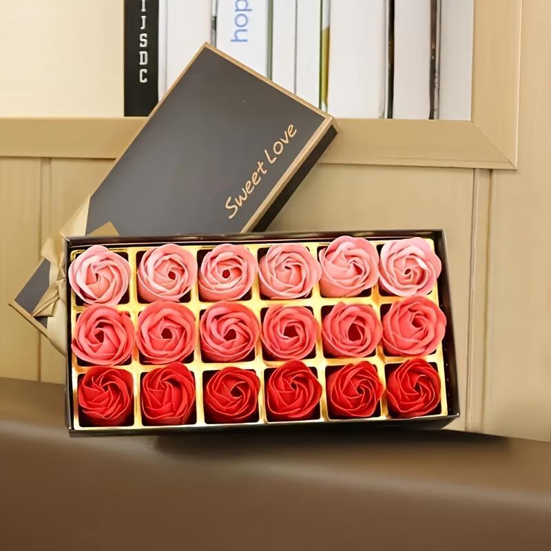 Artificial Rose Soap Flower Gift Box, 1 Box Colorful Romantic Aesthetic Rose Soap Flower Bouquet, Birthday Gift for Girlfriend, Wedding, Party, Anniversary, Body Care