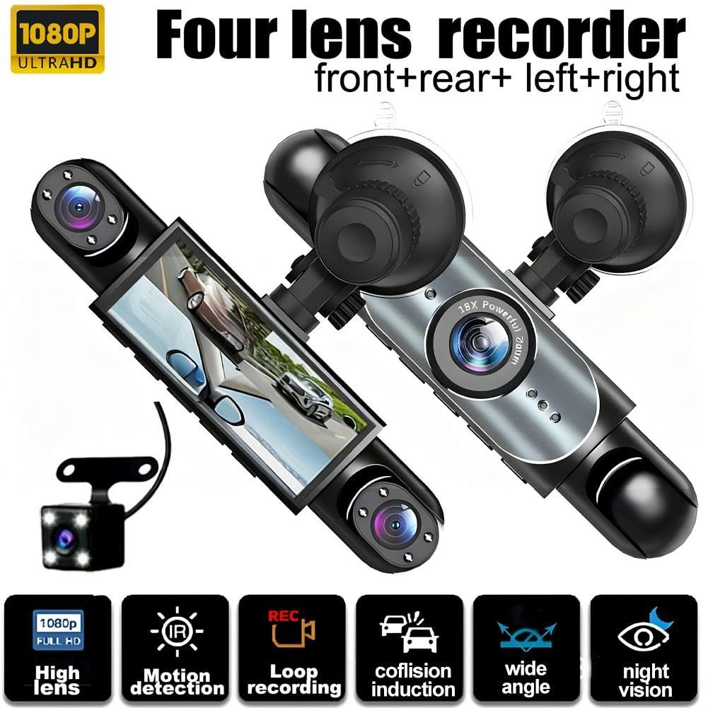 🚨[Best Seller] Stop Driving Blind! 4-Way Simultaneous Recording Dash Cam - 360° Full Coverage
