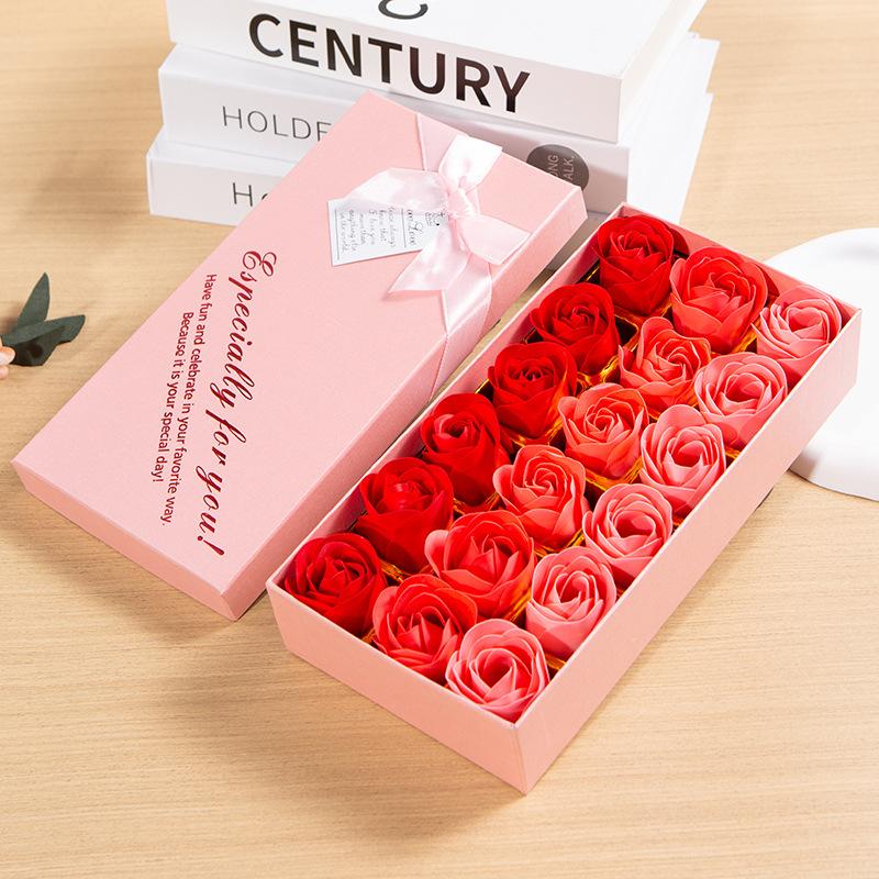 Artificial Rose Soap Flower Gift Box, 1 Box Colorful Romantic Aesthetic Rose Soap Flower Bouquet, Birthday Gift for Girlfriend, Wedding, Party, Anniversary, Body Care