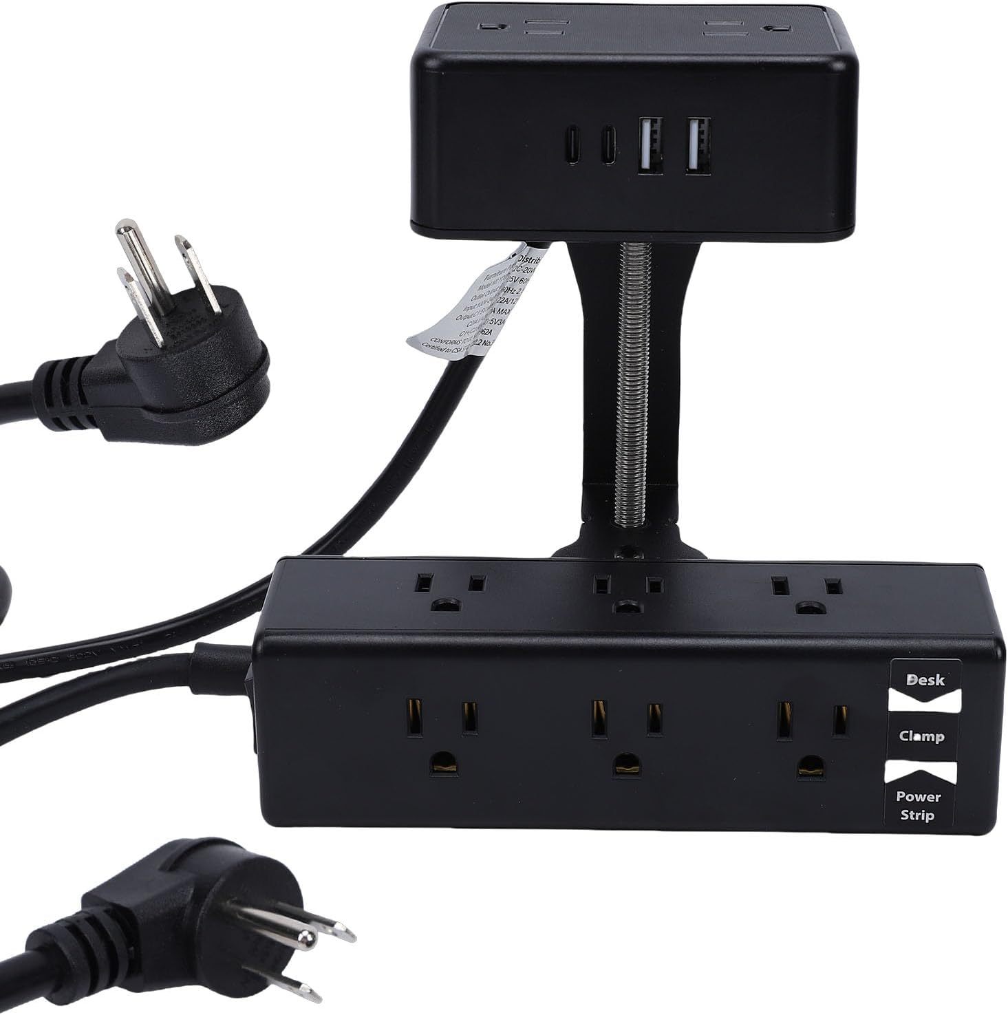 Eujgoov Dual Layer Desk Clamp Power Strip with 13 AC Outlets 4 USB Ports