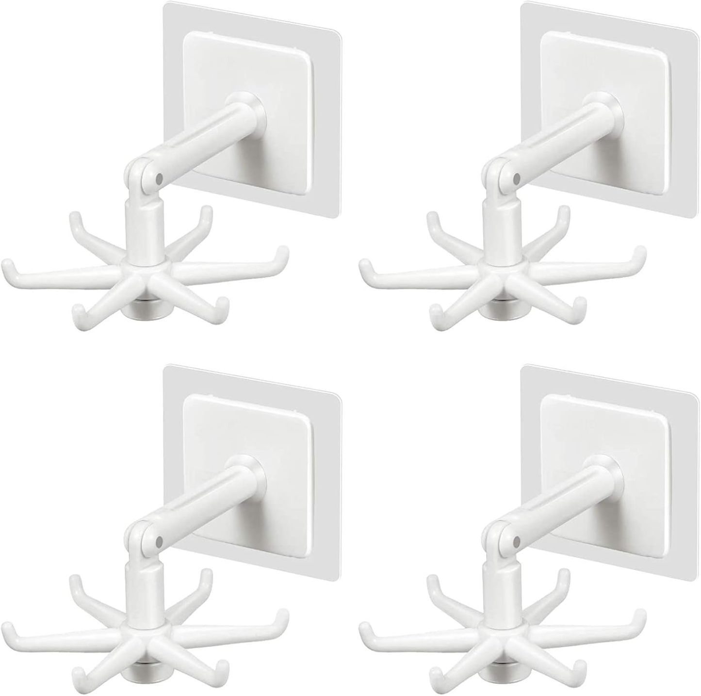 Hanging Utensil Holder Hooks Kitchen Utensil Hanger Wall Mount 360 Degrees Rotating Folding Hook Self Adhesive Hook Utensil Rack with 6 Hooks for Kitchen Bathroom Cabinet (4 Black)