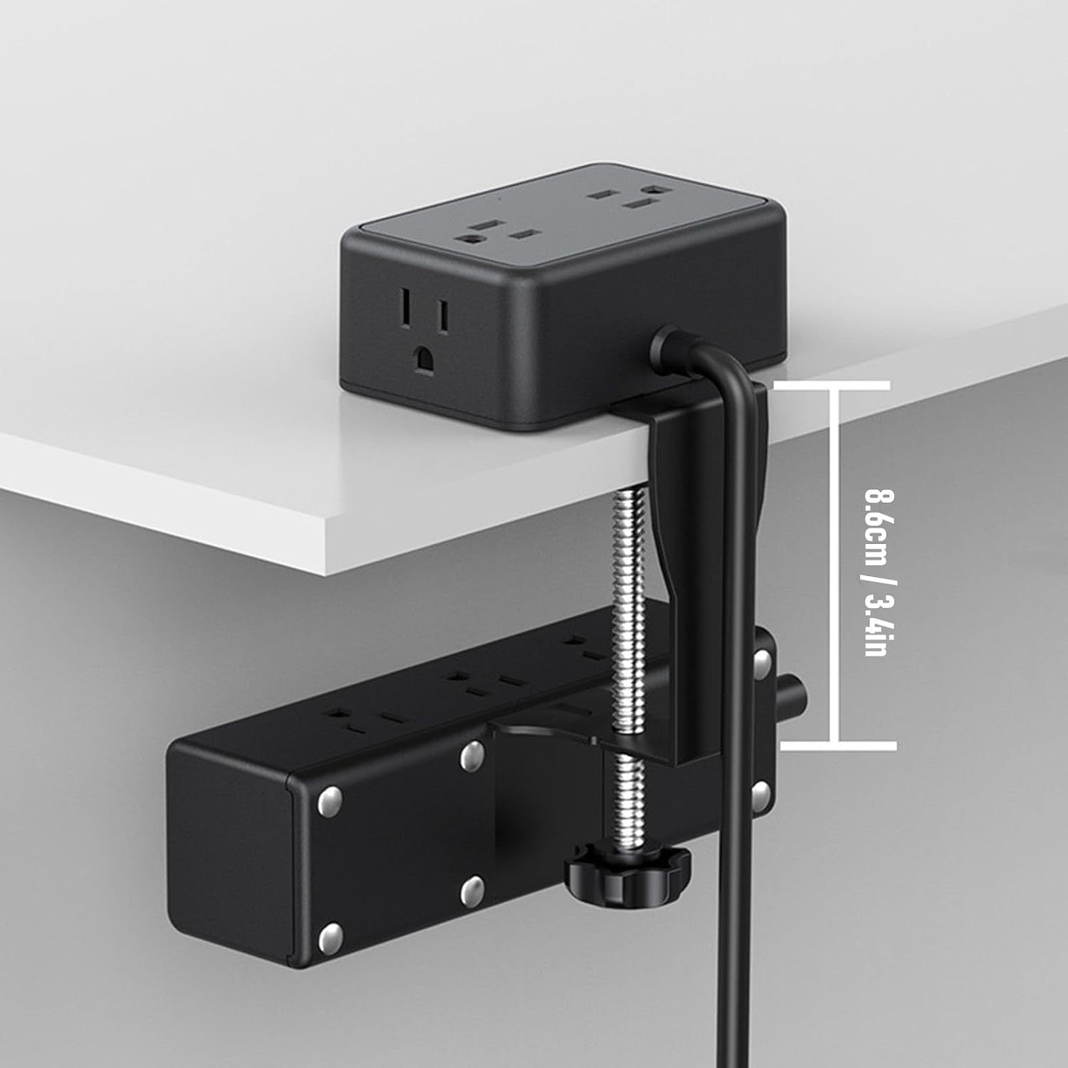 Eujgoov Dual Layer Desk Clamp Power Strip with 13 AC Outlets 4 USB Ports