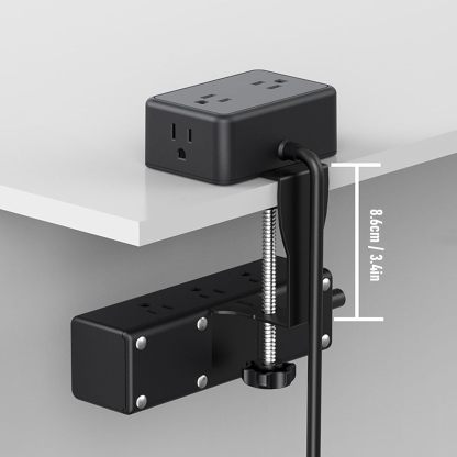 Eujgoov Dual Layer Desk Clamp Power Strip with 13 AC Outlets 4 USB Ports