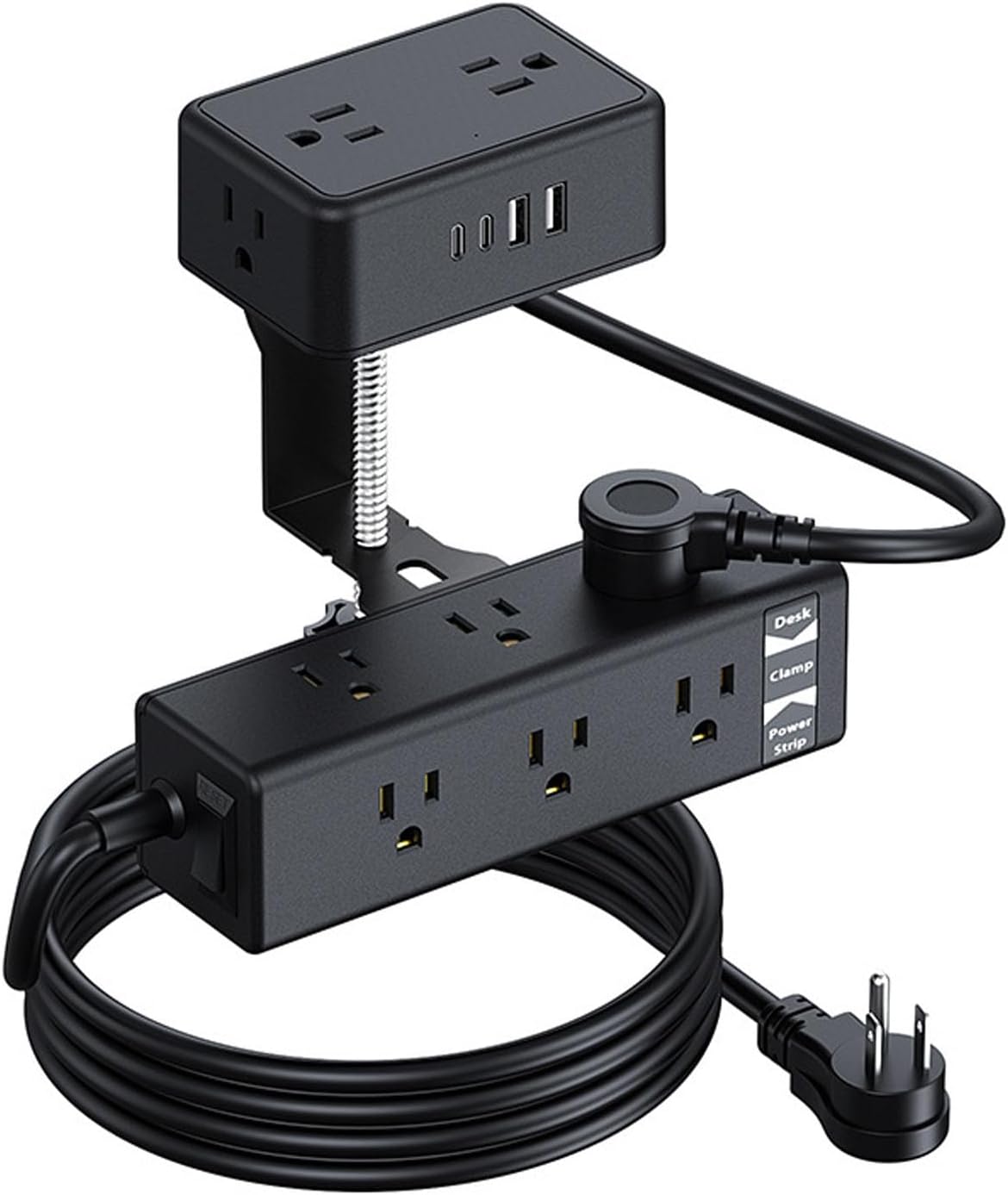 Eujgoov Dual Layer Desk Clamp Power Strip with 13 AC Outlets 4 USB Ports
