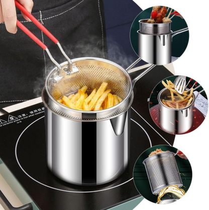 1 Set Stainless Steel Fryer Deep Fryer Basket Fish Frying Pan Fish Fryer Pot Fryer Pot and Basket Turkey Fryer Deep Frying Japanese Splitter 304 Stainless Steel Outdoor