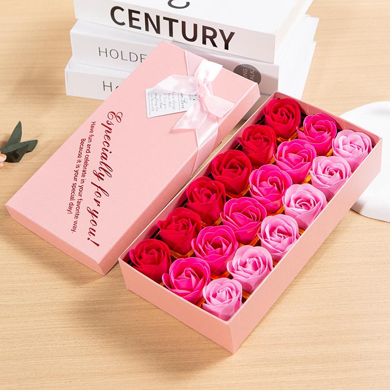Artificial Rose Soap Flower Gift Box, 1 Box Colorful Romantic Aesthetic Rose Soap Flower Bouquet, Birthday Gift for Girlfriend, Wedding, Party, Anniversary, Body Care