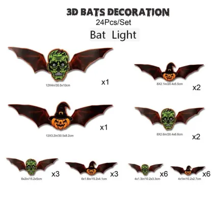 BougeRV 3D Bat Light Design LED Decorations - 12pcs Set