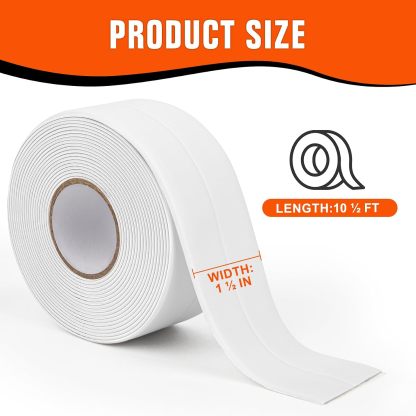 White Caulk Tape Waterproof Self Adhesive, Peel & Stick Caulking Tape for Floor Tile Corner Trim & Shower, Bathroom Accessories, Toilet & Bathtub Sealant Strip, Better Than Silicone Caulk