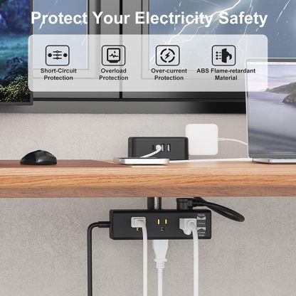 Eujgoov Dual Layer Desk Clamp Power Strip with 13 AC Outlets 4 USB Ports