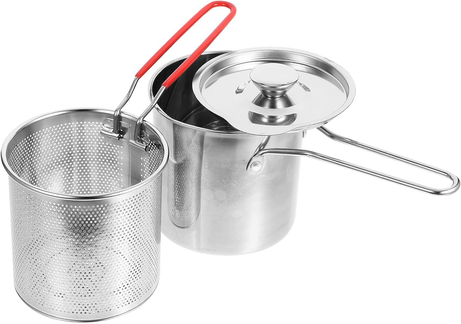 1 Set Stainless Steel Fryer Deep Fryer Basket Fish Frying Pan Fish Fryer Pot Fryer Pot and Basket Turkey Fryer Deep Frying Japanese Splitter 304 Stainless Steel Outdoor