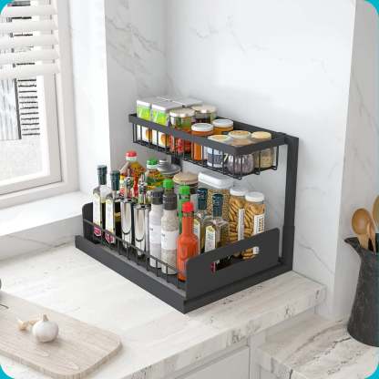 2-Tier Removable Storage Organizer, Detachable Multi-Purpose Shelving Rack for Kitchen Countertop & Bathroom Vanity