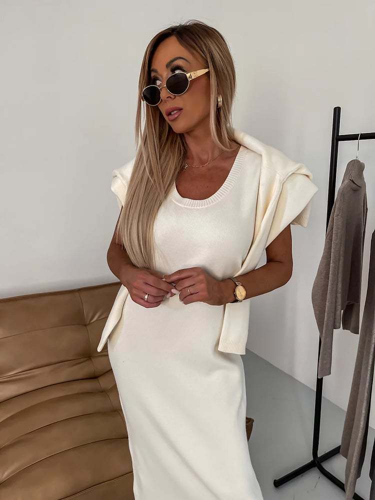 💥Midi Dress and Turtle Neck Sweater Set