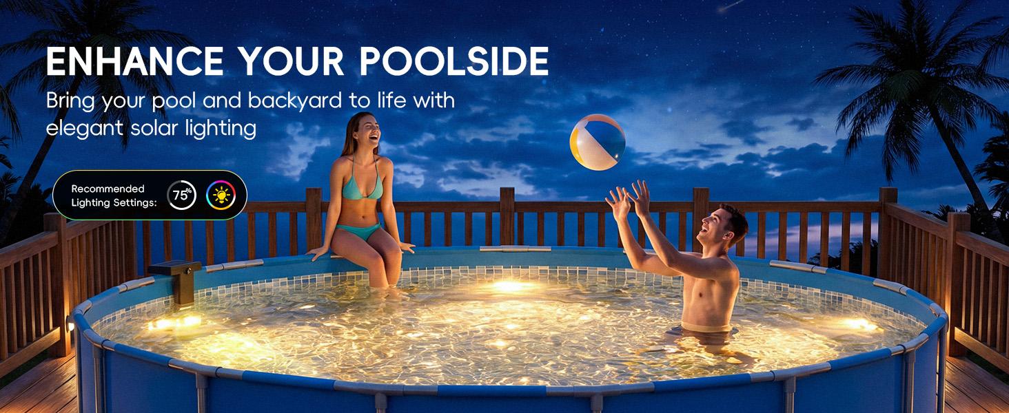 Automatic lighting for above-ground pool