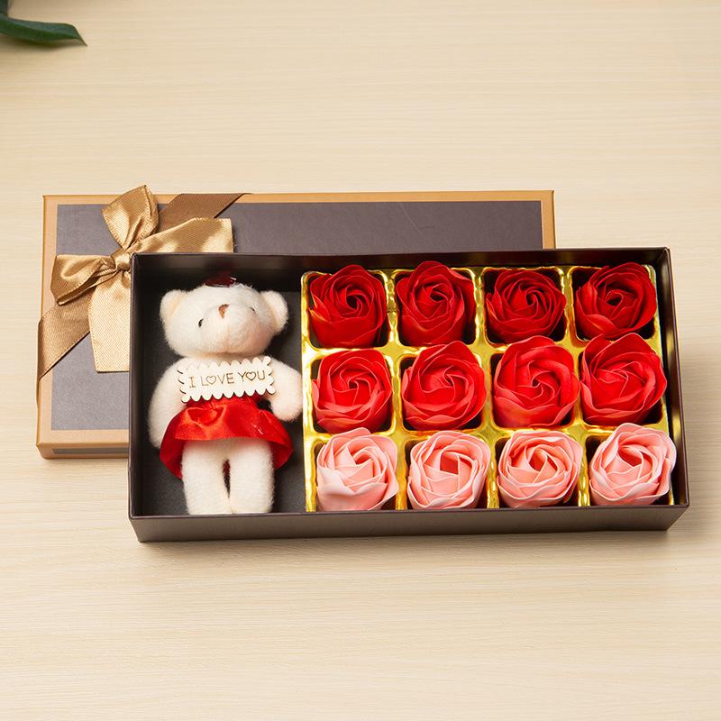 Artificial Rose Soap Flower Gift Box, 1 Box Colorful Romantic Aesthetic Rose Soap Flower Bouquet, Birthday Gift for Girlfriend, Wedding, Party, Anniversary, Body Care