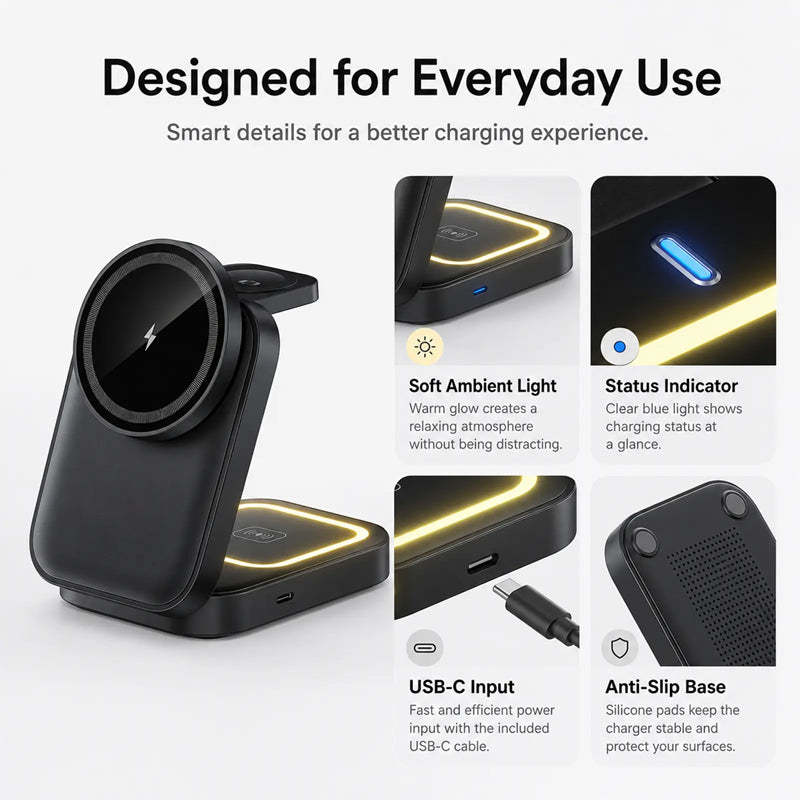 3-In-1 Foldable Magnetic Wireless Charging Station