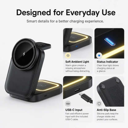 3-In-1 Foldable Magnetic Wireless Charging Station