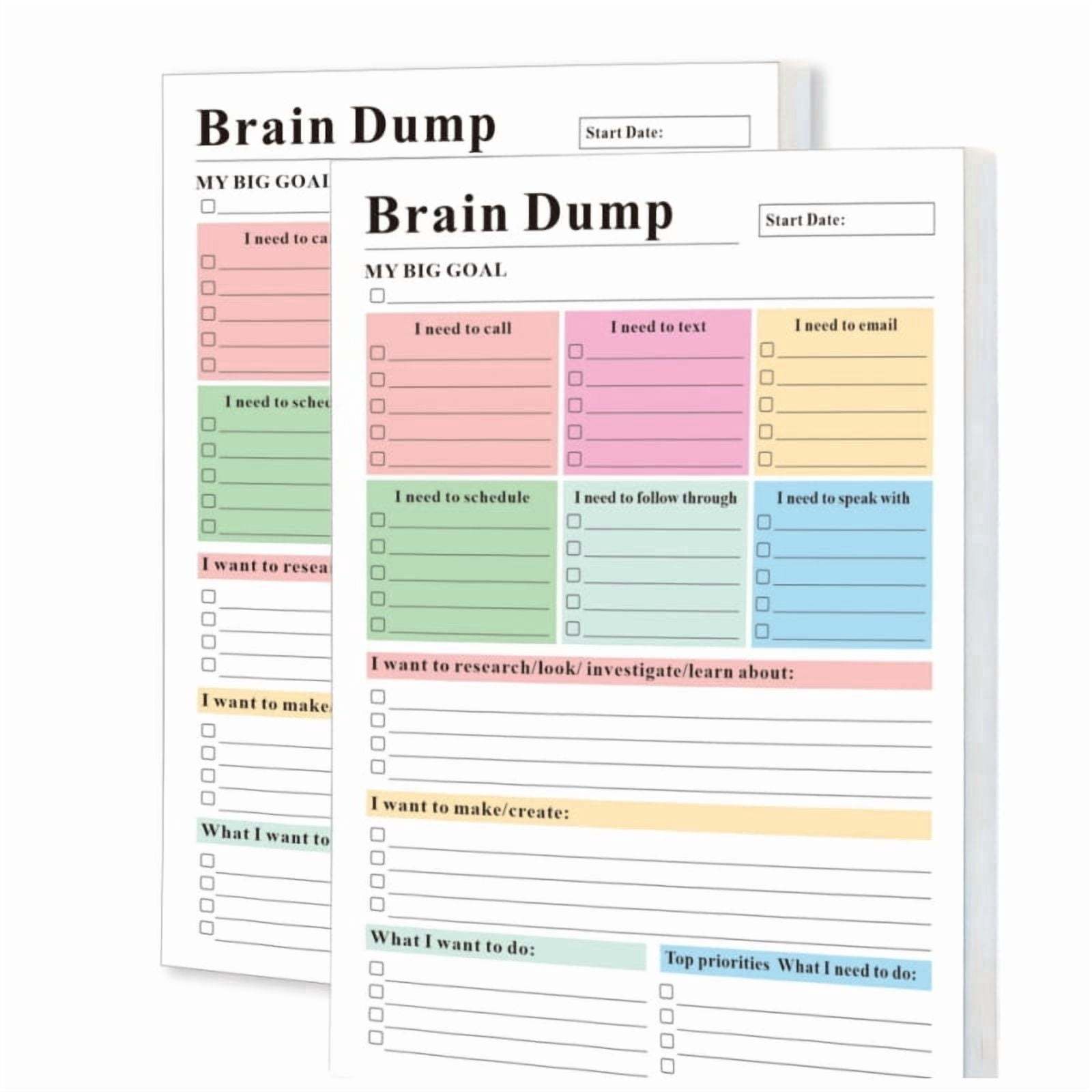 ADHD Brain Dump Planner Notepad, 50 Tear-Off Sheets 8.5 x 6.5", Multi-Section Daily Organizer for Work & Personal To-Do Lists, Priorities & Schedules, Focus Workbook Perfect Holiday Gift