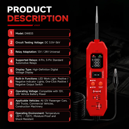 3.5-36V Automotive Circuit Tester with LED Light