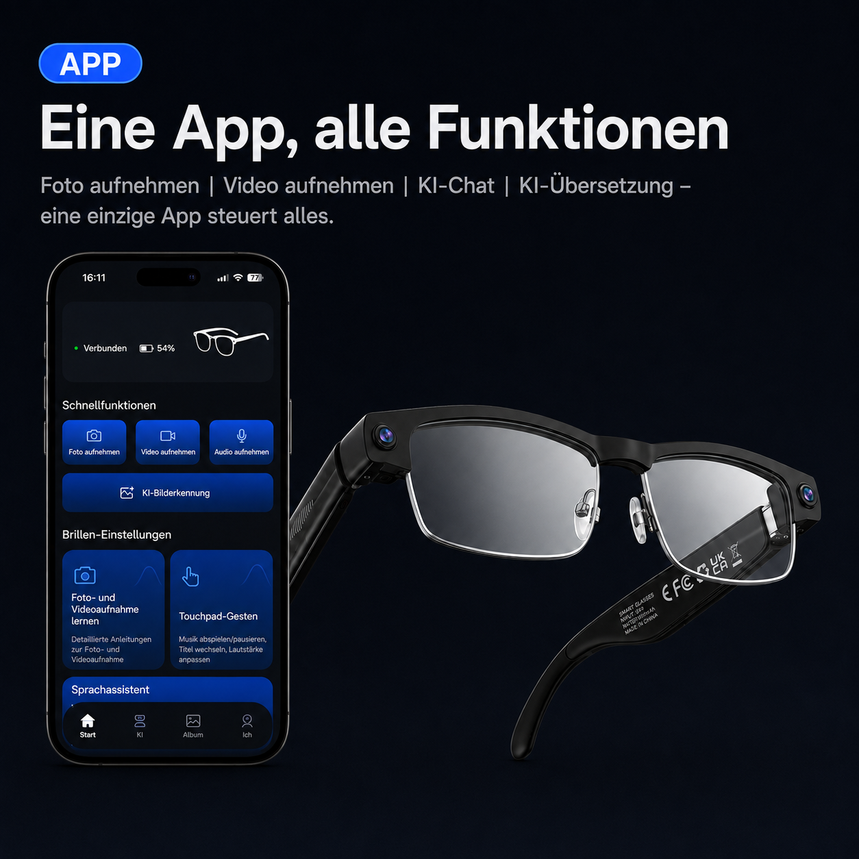 Vexors Pro &ndash; KI-Kamera-Brille mit Wechselgl&auml;sern