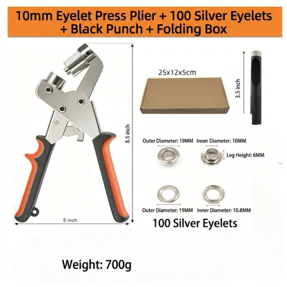 🛠️  Heavy Duty Eyelet Grommet Pliers Set, Hand Hole Punch Tool Kit with Metal Eyelets, For Leather, Canvas, Belt, Tents & DIY Craft Projects