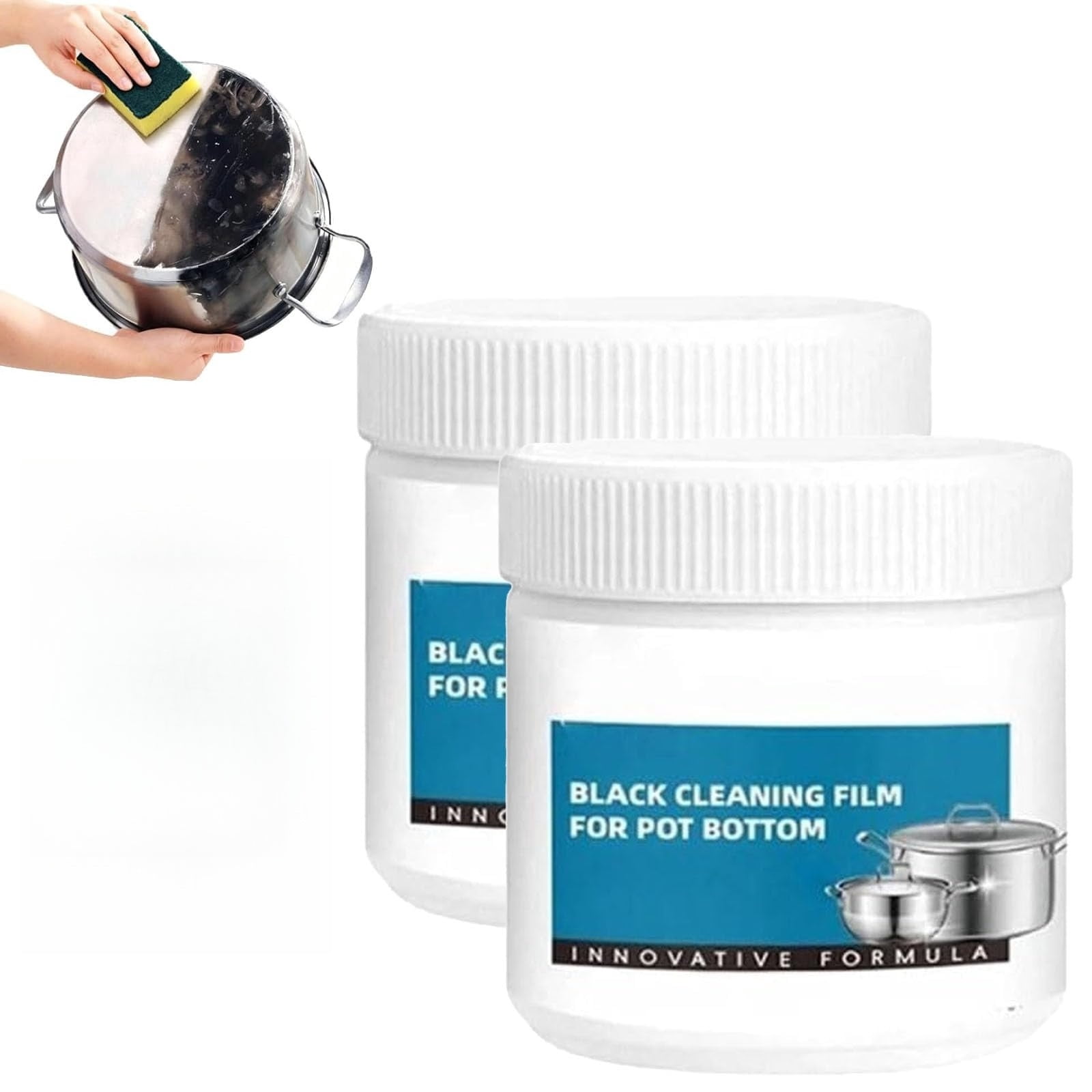 Powerful Burnt Residue Remover Paste for Cookware, Pot Bottom Black Stain Remover Paste, All Purpose Cleaner for Bottom of Pans, Black Cleaning Film for Stove Tops & Grills Restores Shine