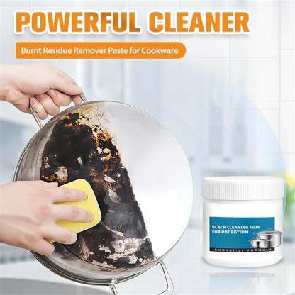 Powerful Burnt Residue Remover Paste for Cookware, Pot Bottom Black Stain Remover Paste, All Purpose Cleaner for Bottom of Pans, Black Cleaning Film for Stove Tops & Grills Restores Shine