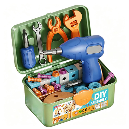 126PCS Kids Tool Set Electric Drill Screwdriver Toy Repair Box Ideal Gift