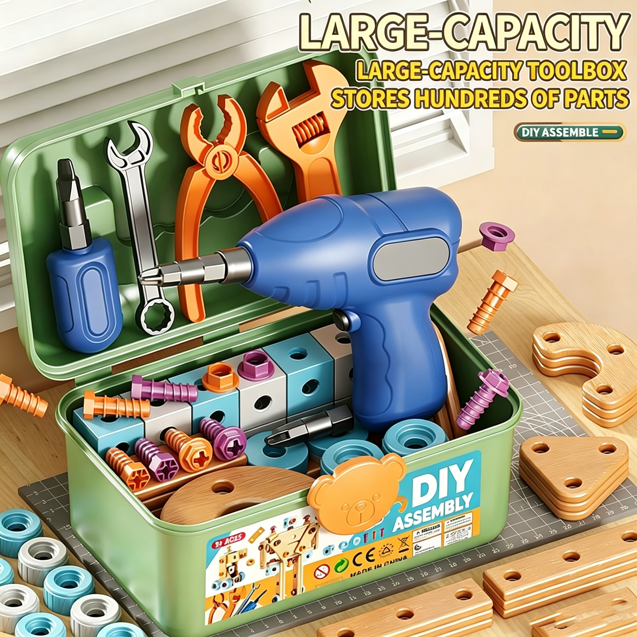 126PCS Kids Tool Set Electric Drill Screwdriver Toy Repair Box Ideal Gift