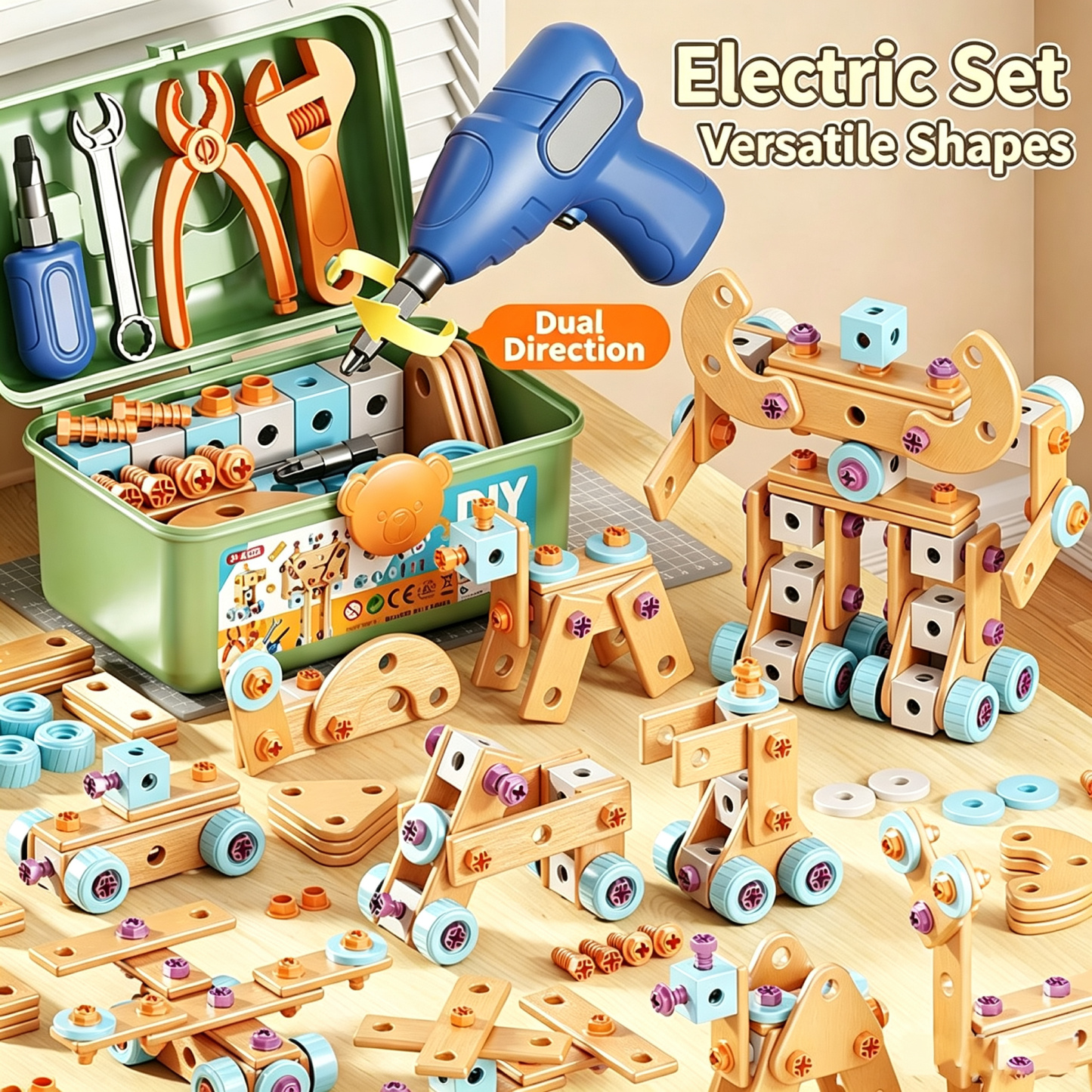 126PCS Kids Tool Set Electric Drill Screwdriver Toy Repair Box Ideal Gift