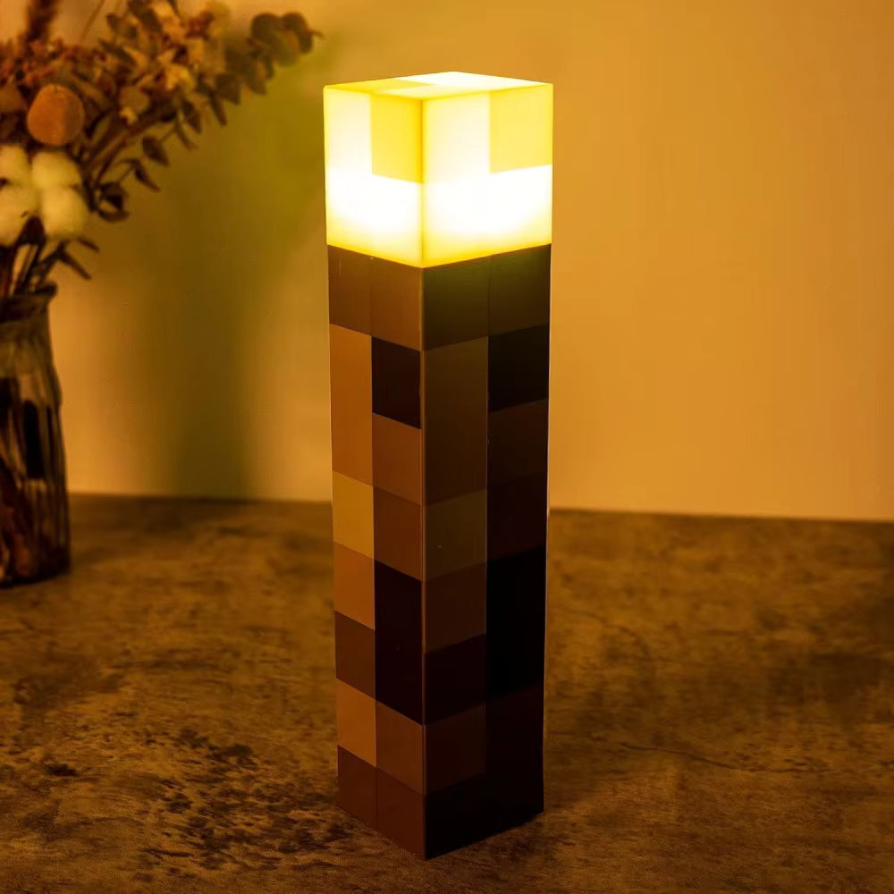 Minecraft-Inspired Color-Changing LED Torch Light – USB Rechargeable Wall-Mounted Night Light