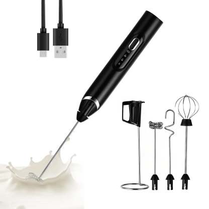 ⚡ Super Powerful Torque — Rechargeable Milk Frother Wand ☕3-Speed Handheld Foam Maker for Coffee, Matcha & Protein Shakes