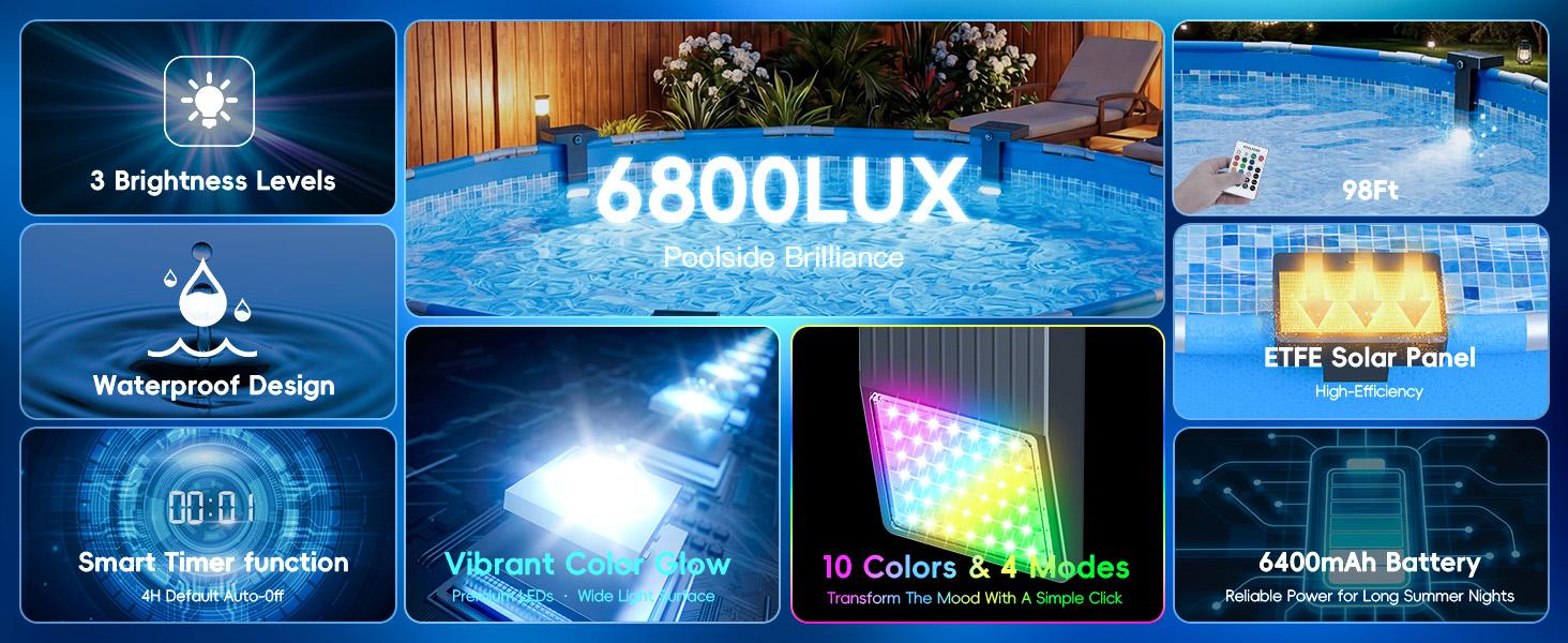 Color changing solar pool light