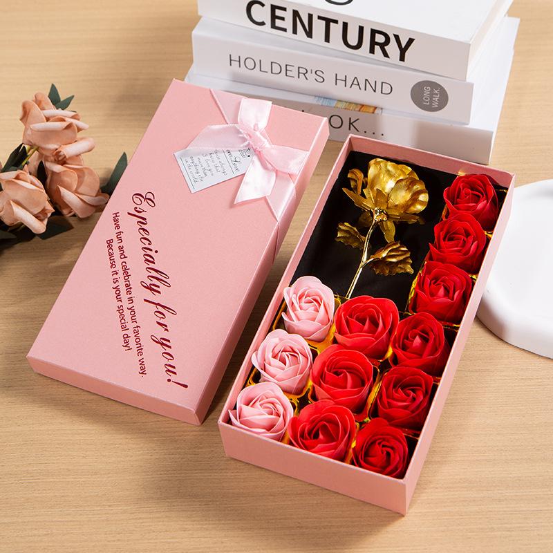 Artificial Rose Soap Flower Gift Box, 1 Box Colorful Romantic Aesthetic Rose Soap Flower Bouquet, Birthday Gift for Girlfriend, Wedding, Party, Anniversary, Body Care